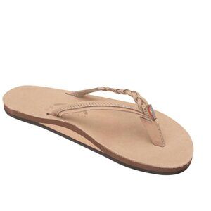 Rainbow Sandals Women's Flirty Braidy Single Layer Arch Support Leather Flip Flo